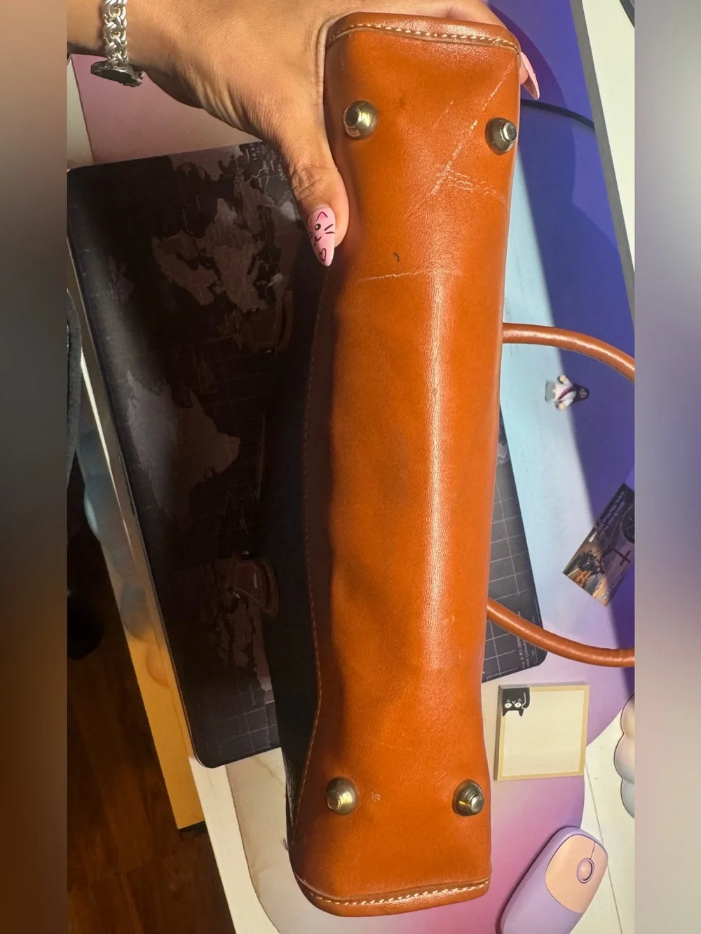Vintage Dooney & Bourke Black with Tan Trim Leather satchel